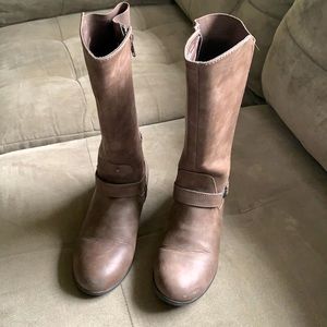 Tall dark brown boots